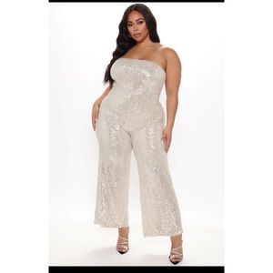 Fashion nova silver sequin plus pantsuit Georgia glitz